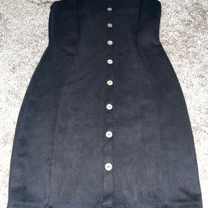 Black dress with brown buttons (cannot unbutton them)